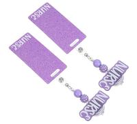 OFFSCH 2Pcs Purple Acrylic Retractable Nurse Badge Reels with Sparkly Glitter, Decorative Vertical Id Badge Holders for Medical Professionals and Hospital Staff