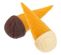OFFSCH 2Pcs Realistic Ice Cream Cone Models, 5.7-Inch Plastic Waffle Cones with Creamy Brown and Milk White Colors, Artificial Ice Cream for Pretend Play, Kitchen Display, and Party Favor