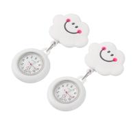 OFFSCH 2pcs Retractable Nursing Watch Silicone Cloud Nurse Fob White