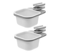 OFFSCH 2Pcs Rotatable Desktop Sundry Storage Box with Clip, Small Office Paper Bin and Rubbish Holder in White and Gray, Compact Wastebasket for Kitchen and Desk Organization