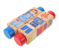 OFFSCH 2pcs Rotating Spin Blocks - Montessori Wood Matching Puzzle Toys For Toddlers - Rotating Spin Blocks Animal Educational Playsets For Preschool Kids Early Intelligence Supplies