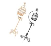 OFFSCH 2pcs Scale Dollhouse Birdcage Sturdy Iron Openable Decorative Bird Cage with Stand Victorian Style Mini House Accessory for Home Garden Craft Decor