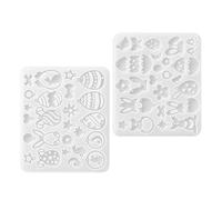 OFFSCH 2pcs Silicone Mold Easter Bunny Easter Egg Resin Molds for Making Pendants Detailed Designs Creative Festive White Silicone Suitable for Adults and Holiday Pendant Craft