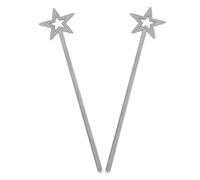 OFFSCH 2pcs Silver Star Fairy Wands for Lightweight and Easy Grip Angel Costume Props Birthday Party Favors for Halloween and Festival Play