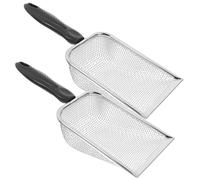 OFFSCH 2Pcs Stainless Steel Beach Mesh Shovel Set with 2.8X2.8Cm Fine Mesh Screen, Portable Sand Digging Tool for Beach Play and Seashell Sifting
