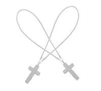 OFFSCH 2pcs Stainless Steel Cross Rear View Mirror Accessories for Car Crystal Jesus Pendant with Scratch Resistant Shine Versatile Religious Charm for Christian Men Women Dual Purpose