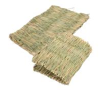 OFFSCH 2pcs Straw Mat Chicken Nest Box Pad Hand-made Woven Small Animal Bedding for Rabbit Egg Laying Mat