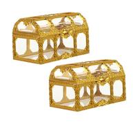 OFFSCH 2Pcs Treasure Chest Party Favor Boxes for Wedding Birthday Shower Decorative Candy Jewelry Containers with Classic Design for Small Handmade Crafts and Presents