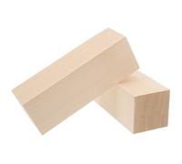 OFFSCH 2pcs Unfinished Basswood Craft Blocks Wooden Cubes for Whittling Sanding and DIY Woodworking Projects Natural Solid Timber for Detailed Carving and Creative Crafts