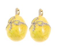 OFFSCH 2pcs Vintage European Enamel Egg Charms Yellow Teardrop Pendants for Jewelry Making Multi-use DIY Necklace Earring Accessories with Fine Craftsmanship and Versatile Design