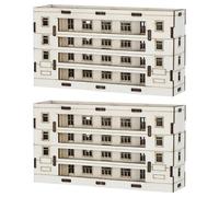 OFFSCH 2pcs Wooden House Model Log Cabin Model Modern Wooden House Beige