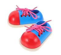 OFFSCH 2pcs Wooden Lacing Shoe Montessori-inspired Handeye Coordination Activity for Early Learning Fine Motor Skills Development Safe Sustainable Material Educational Threading Board for