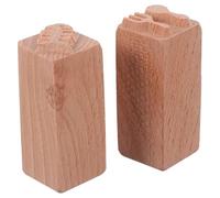 OFFSCH 2pcs Wooden Square Stamp Set for Pasta and Mooncake DIY, Creative Fishbone and Spoon Fork Pattern Seals, Multifunctional Wood Crafting Stamps for Baking and Scrapbooking