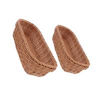 OFFSCH 2pcs Woven Plastic Basket Organizer for Kitchen Countertop Compact Silverware Holder and Cutlery Storage Tray Multipurpose Utensil Caddy and Bread Basket Easy-clean Flatware