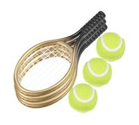 OFFSCH 3 Sets Miniature Plastic Tennis Racket and Ball Set Mini Sporting Goods for Dollhouse Accessories Tennis Decor for Play and Display