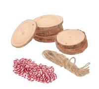 OFFSCH 30 Pcs Unfinished Wood Log Slices with Predrilled Hole and Natural Tree Bark Smooth Sanded Wood Circles for Crafts DIY Painting Christmas Ornaments and Home Decor Projects