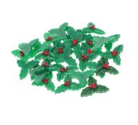 OFFSCH 30pcs Christmas Leaf Ornaments Xmas Holly Craft Small Leaves Decorations Holly Berries Twig Stem Crafts Accessories Resin Green