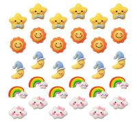 OFFSCH 30Pcs Decorative Push Pins for Cork Board Cute Moon and Star Thumb Tacks for Wall Photos Travel Maps Office and Home Use