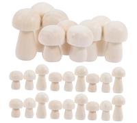 OFFSCH 30Pcs Unfinished Wooden Mushroom Craft Models for Painting DIY Projects Natural Lightweight Wood Mushrooms for Hand-brain Coordination and Fine Motor Skills Development