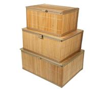 OFFSCH 3pcs Bamboo Storage Baskets Lid Woven Organizer Desktop Storage Boxes for Home and Office Cosmetics Organizer Rectangular Decorative Holder