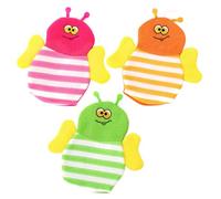 OFFSCH 3PCS Bath Mitts Exfoliating Shower Gloves Cartoon Animal Design Washcloths for Bathing Portable Sponge Body Scrubber Set in Green, Yellow, Red for Bathing Supplies