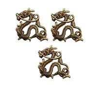 OFFSCH 3Pcs Brass Dragon Keychain Pendant Decorative DIY Hanging Ornament for Bag Desktop Craft with Fine Detail and Antique Style