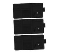 OFFSCH 3pcs Car Sun Visor Organizer with PU Leather Multi-function Document Holder for License Insurance Cards and Sunglasses Clip Black Auto Storage Accessories