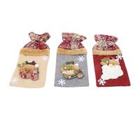OFFSCH 3Pcs Christmas Wine Bottle Covers Set - Santa Claus, Snowman Reindeer Design - Red Burlap Fabric Bottle Sleeves for Festive Holiday Table Decoration