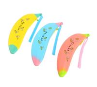 OFFSCH 3Pcs Creative Banana Shape Pen Bag Cute Silicone Pencil Cases with Letters Design Portable Stationery and Cosmetic Storage Pouches for Students and Travel and Multifunctional