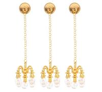 OFFSCH 3pcs Dollhouse Ceiling Lights, Mini Chandelier with 5-Head, 1:12 Scale Hanging Pendant Lamp - Tiny Furniture for Doll House Bedroom DIY Accessories