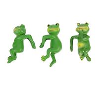 OFFSCH 3pcs Garden Resin Frogs Statues Green Waterproof Figurines | Lightweight Resin Set, Realistic Adorable Vivid Shape, Indoors Home Planter and Pot Display