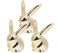OFFSCH 3pcs Golden Ceramic Rabbit Figurines Mini Bunny Ornaments for Desk and Table, Lightweight Adorable Decorations Not Easy to Fade Or Deform, for Daily Life and Anniversaries