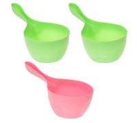 OFFSCH 3pcs Infant Wash Hair Head Cup Pp Multi-Purpose Shower Water Spoon with Handle Assorted Colour Bathing Accessory for Baby Care Random Color