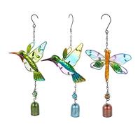 OFFSCH 3pcs Kingfisher Glass Wind Chime Garden Decorative Owl Wind Bell Ornament
