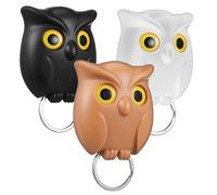 OFFSCH 3pcs Magnetic Owl Key Hooks Adhesive Wall Key Organizer with Secure Hold in Black White for Entryway Decor
