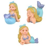 OFFSCH 3pcs Mermaid Cake Figurine Ornaments for Birthday Party Decorations Desktop Home Decor Mini Ocean Vinyl Statue