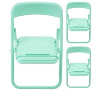 OFFSCH 3Pcs Miniature Folding Chair for Dollhouse Tiny Green Chairs for Crafts and Mini Furniture Models Sturdy Smooth Surface for Home Decoration