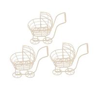 OFFSCH 3pcs Miniature Stroller Iron Wire Dollhouse Pram for Dollhouse Trolley Accessories Chic Mini Decor for Pretend Play and Imaginative Fun