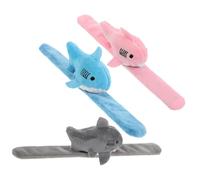 OFFSCH 3pcs Plush Shark Slap Bracelets, Animal Pattern Soft Stuffed Wristbands, Colorful Blue Pink Gray Party Favor