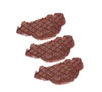 OFFSCH 3PCS Realistic Fake Steak Model Plastic Artificial Meat Prop for Kitchen Restaurant Display Lifelike Western Dining Decor and Photography Ornaments