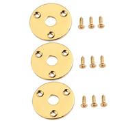 OFFSCH 3pcs Round Guitar Jack Plate Socket Indented Output Input for Electric Guitar Bass Sturdy Metal Construction with Screws Golden Finish Easy Installation Replacement Accessory