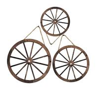 OFFSCH 3pcs Vintage Wooden Wheel Pendant Wagon Wheel Decor for Living Wall Art Home Bar Decor Round Wall Hanging