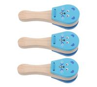 OFFSCH 3pcs Wooden Castanets with Mouse Pattern Natural Non Toxic Animal Percussion Instruments for Early Music Education Hand Eye Coordination and Rhythm Development