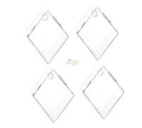 OFFSCH 4 pcs Creative Rhombus Glass Flower Vase Wall-mounted Decorative Bottles for Home Living Bedroom Office Stable Hanging Plant Holders for Floral Display and Giving