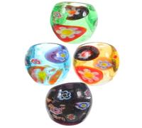 OFFSCH 4 Pcs Crystal Rings Made of Glass with Unique Pattern Colorful Chunky Rings Women for Parties and Graduation with Pattern that Add more Charm and Match Styles of