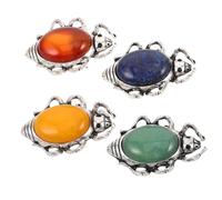 OFFSCH 4 Pcs Insect Shaped Agate Pendants Charms for Necklace Bracelet Brooch DIY Jewelry Making Craft Supplies with Natural Stone in Lapis Lazuli Green Aventurine Red and Yellow Agate