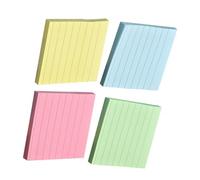OFFSCH 4 Pcs Striped Sticky Notepads Memo Pads Each Pastel Pink Blue Yellow Green Reusable Adhesive Notes for Office School Home Organization