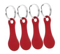 OFFSCH 4 Pieces Red Shopping Trolley Tokens Key Ring Set Metal Portable Token Keychain Pendant for Supermarket Cart Accessories