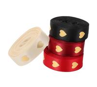 OFFSCH 4 Rolls Valentine's Day Heart Pattern Wired Ribbon Gift Wrapping Ribbon for Weddings Flower Boxes Teacher's Day Seasonal Crafts with Romantic Foil Embossing