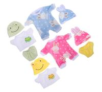 OFFSCH 4 Sets Doll Clothes for Soft Plush Bunny Frog Rompers Realistic Reborn Doll Outfits Mix Match Apparel for Creative Play
